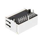 LPJG26973CNL 100/1000 Base-T 1X2 Port Gigabit RJ45 Magjack Connector Tab Down