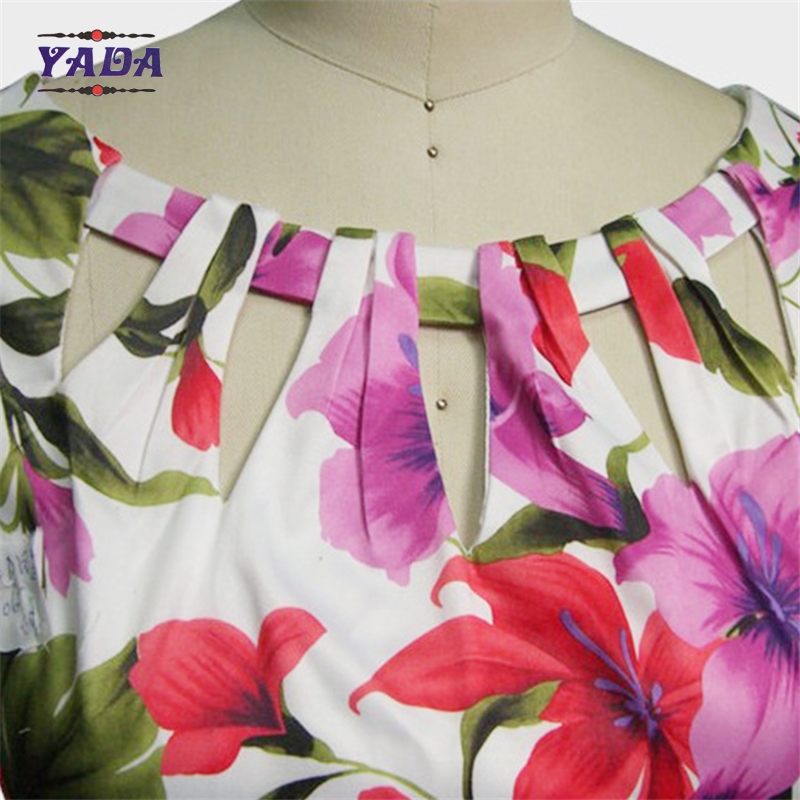 Elegant fashion neck floral printed bodycon shirt dresses classic casual ladies dress names with low price