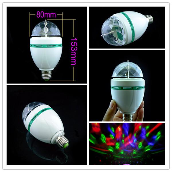 Led E27 3W Stage Lights Crystal Magic Ball Rotating RGB LED Light Bar For Party