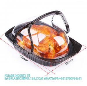 China Disposable Pp Microwave Rotisserie Chicken Take Out Container Food Box With Handle Plastic Roaster Chicken Container on sale