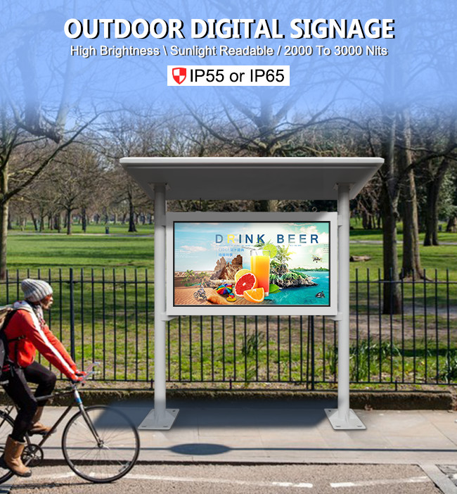 86 Inch 4K UHD Waterproof Outdoor Digital Signage Anti Theft Sun Visible