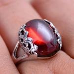 Thai Sterling Silver Ring with Red Cubic Zirconia Vintage Style Women Ring