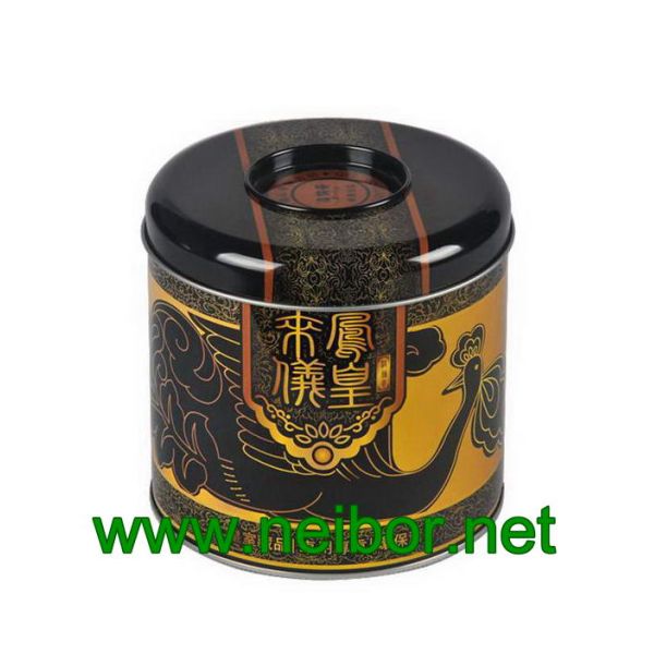 Dual functions round tea tin container tea box with 2 lids