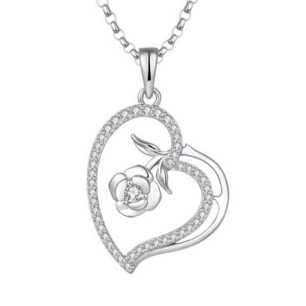 YASVITTI Custom Women's Pendant Necklace Fine Jewelry Rhodium Plated Rose 925