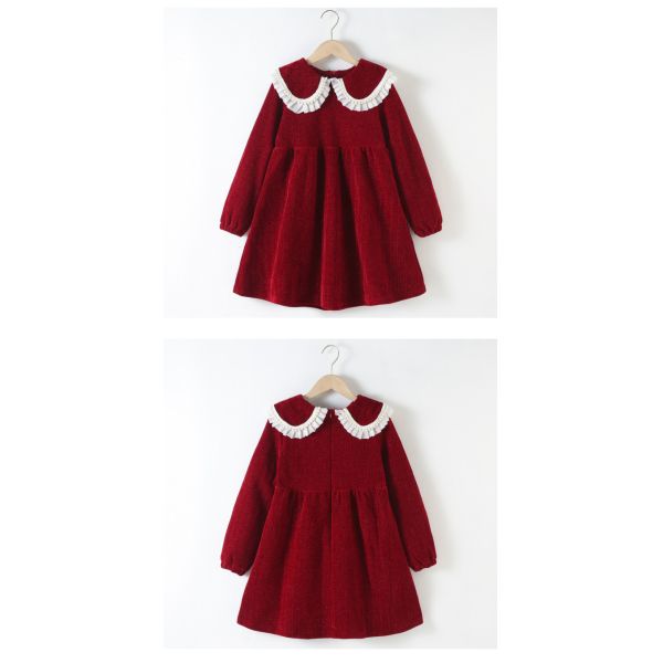 Girl dress children's clothing autumn winter installs red corduROY princess skirt girl skirt sell hot new products