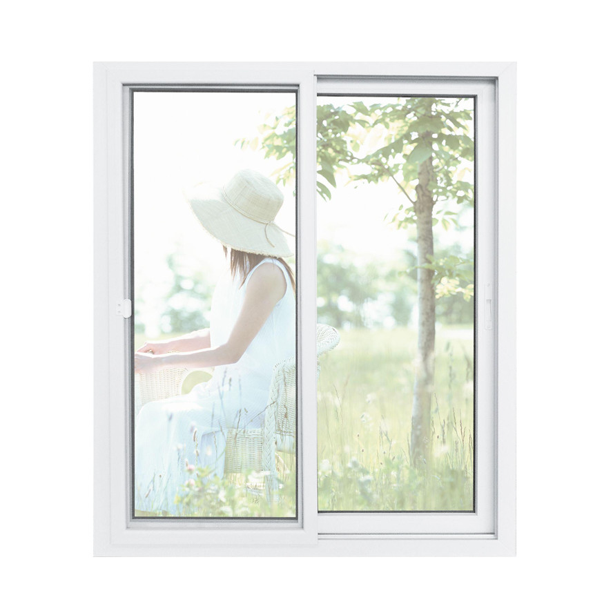 80mm Touch Lock Fiberglass Net Double Sliding Window UPVC With Single Glass