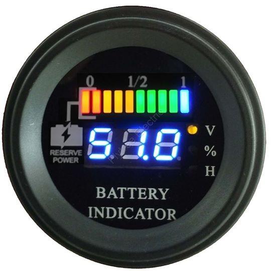 Round battery gauge Dual LED line 10 Bar Digital Battery Discharge Indicator