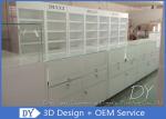 Glossy White Jewelry Display Showcases Fully With Led Lights Locks Enclosed