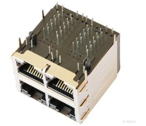 Wholesale SI-35003-F 10/100 BT 2X2 RJ45 Jack Shielded Ethernet Network LPJ27202CNL from china suppliers