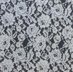 Edge Nylon Viscose Cord Lace Fabric , Black Floral Scalloped Lace Fabric