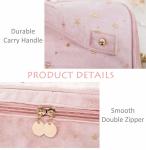 Velvet Makeup Bag with Handle Makeup Bag with Makeup Brush Holder Travel Makeup
