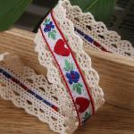 2.5cm Lace Edged Flroal Jacquard Ribbon Gift Packing Polyester Ribbon For