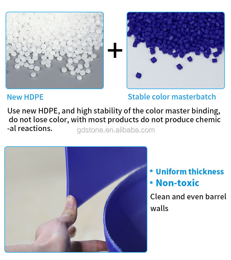 125L Chemical Plastic HDPE Open Top Drum With Iron Hoop Ring 80 Degree