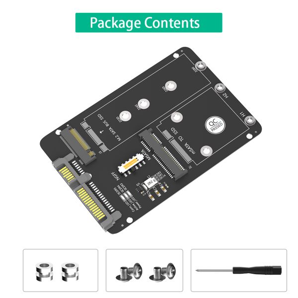 M.2 NGFF Key B and mSATA to SATA adapter close-up