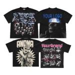 Washed Black T-Shirts Custom 250Gsm Cotton Heavy Weight Oversized Acid Washed