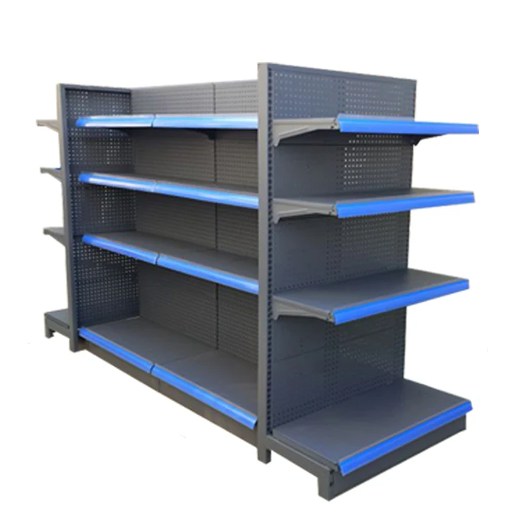Factory Custom Size Color Logo gondola 4 lados gondola shelving supermarket shelves rack