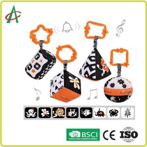 Wholesale High Contrast Shape Sets Baby Toy, Car Seat Baby Stroller Plush Rattle Rings Hanging Toy from china suppliers