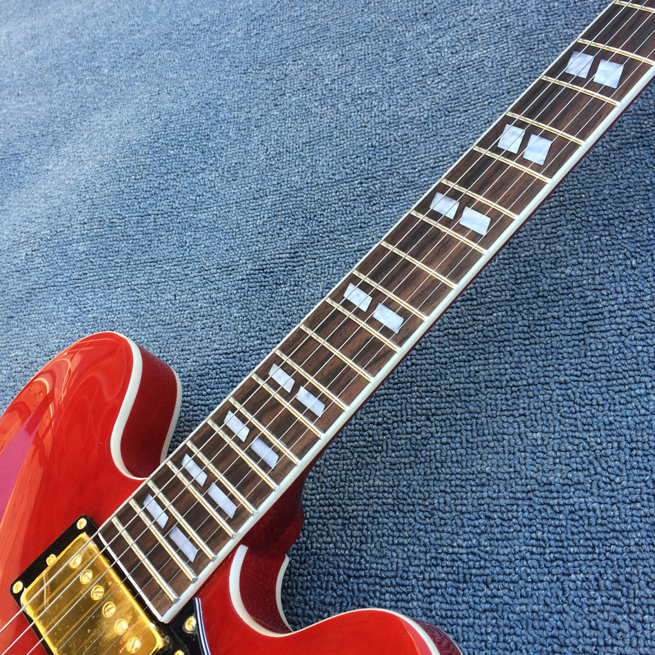 High-quality hollow body jazz electric guitar, Double F holes Red body and back electric guitar