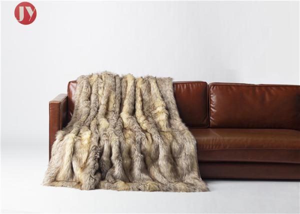 Multi Colors Soft long Fur Throw Blanket , Brown Faux Fur Luxury Blanket