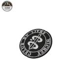 Round Letter Embroidery Designs Patches Badge Black / White With Merrow Border
