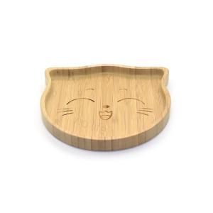 Wholesale Bamboo Toddler Baby Suction Plate 18cm Cat shaped with Spoons from china suppliers