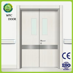 China Fire Rated WPC Double Doors Hospital Use Recyclable With Glass on sale