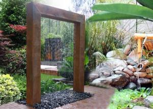 China Corten Steel Rain Curtain Water Feature Water Curtain Fountain Different Sizes on sale