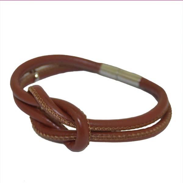 Europ American Fashion Trendy Stainless Steel Geniune PU Leather Bracelet Bangle