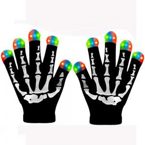 China Fingertips LED Light Gloves Flashing 3 Colors 6 Modes Skeleton on sale