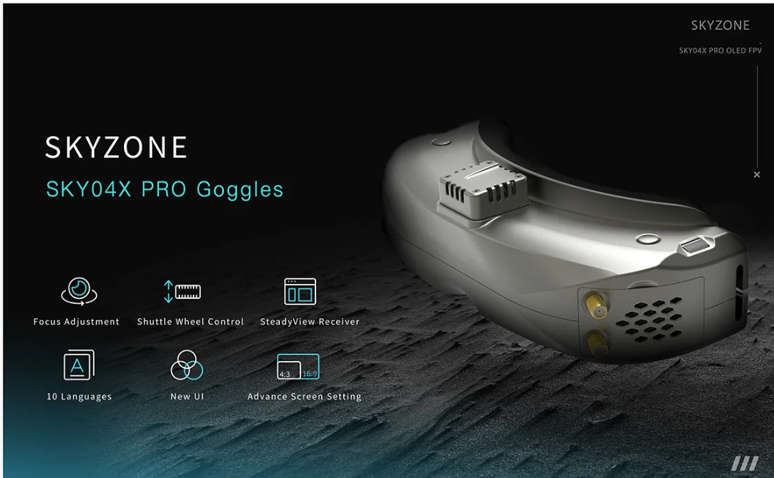 High Performance SKYZONE SKY04X PRO 5.8GHz 48CH FPV Goggles with 1920X1080 OLED DVR Head Tracker for RC Racing FPV Drone