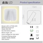 Modern bias light led headboard reading wall light 3W hotel bedside reading wall