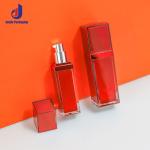 Customized Plastic Cosmetic Bottles Square Acrylic Cosmetic Packaging Bottle Red