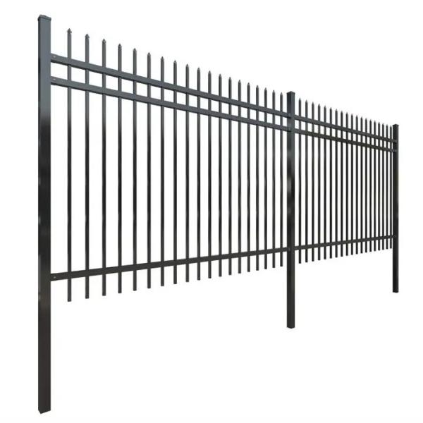 Modern Zinc Steel Metal Picket Fence Black Galvanized 6x8 Security Wrought Iron