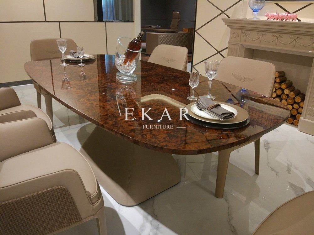 Modern Deluxe Dining Set Royal High Gloss 6 Seater Dining Table Set W001D1E