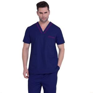 China Custom Lab Hospital Scrub Suit V Neck Rayon Mix Fabric Men Scrub on sale