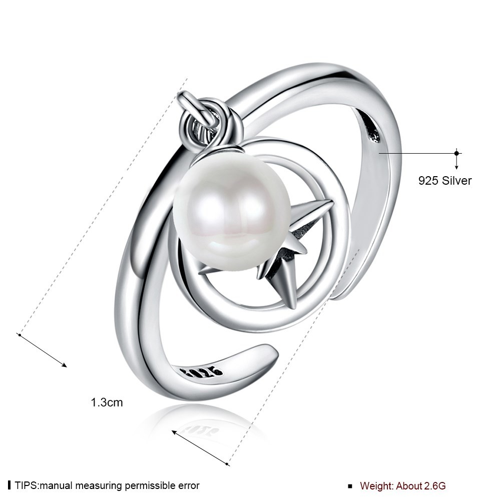 Opening Adjustable Size 925 Sterling Silver Mountable Pearl Pendant Ring