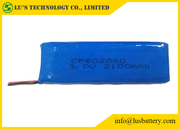 3.0v 2100mah Thin Lithium Battery CP802060 Prismatic Flat Limno2 Batteries