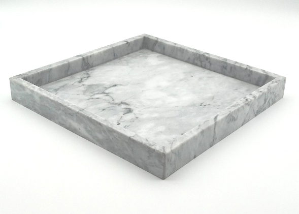 Decorative Square Serving Tray White With Vein Durable Moisture Resistant