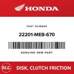 Genuine FCC Motorcycle Clutch Friction Plate Drive For Honda CRF450R, 22201-MEB