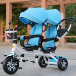 Stylish Two Seat Baby Twin Tricycle Stroller Double Stroller Tricycle 30kg Max