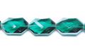 Emerald Glass Faceted Slabs, 15 Beads Per Strand