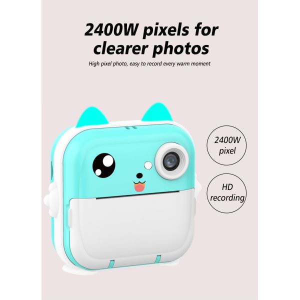 2.4inch IPS Screen Child Camera with Thermal Printer Instantly Print Photos and Record Videos