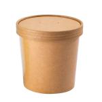 Custom Disposable Food Container Brown Kraft Paper Cup Soup Bowl Paper Lid