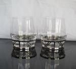 Retro Style Metal Base Rock Glass Handmade Whiskey Glass , Crystal Whisky