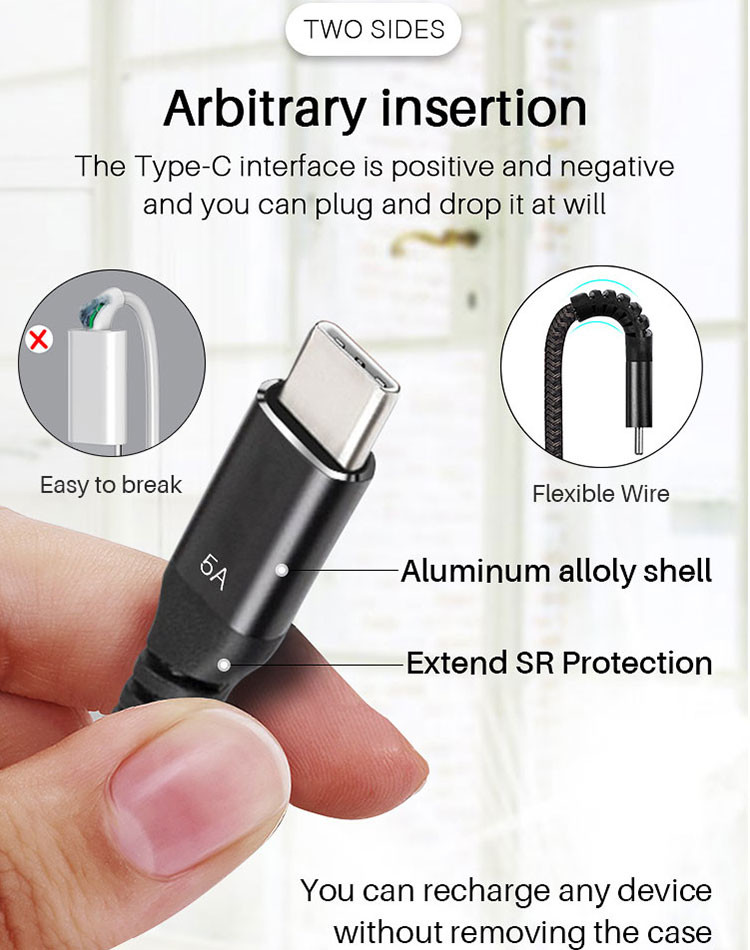 Nylon Braided 1M USB 3.0 Charging Cable 5Gbps Data Sync