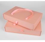 Clothing Packaging Box Custom Logo Drawer Gift Box With Ribbon Handle