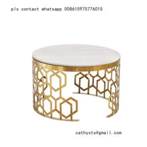 Wholesale New classical Hotel marble table bronze color stainless steel hollowed out design from china suppliers