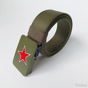 China 2 Inch Nylon Military Belt Five Pointed Star Print Custom Belts And Buckles on sale