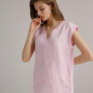 Wholesale New Design V Neck Casual Linen T Shirt Womens Casual Linen Shirts from china suppliers