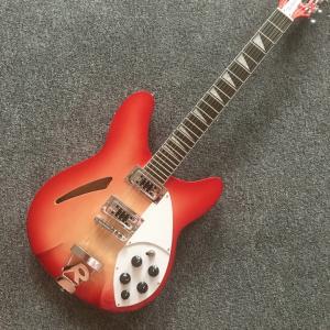 Wholesale Cherry red 24 frets and12 strings Rickenback 360 electric jazz guitar semi hollow Ricken 330 jazz guitar from china suppliers